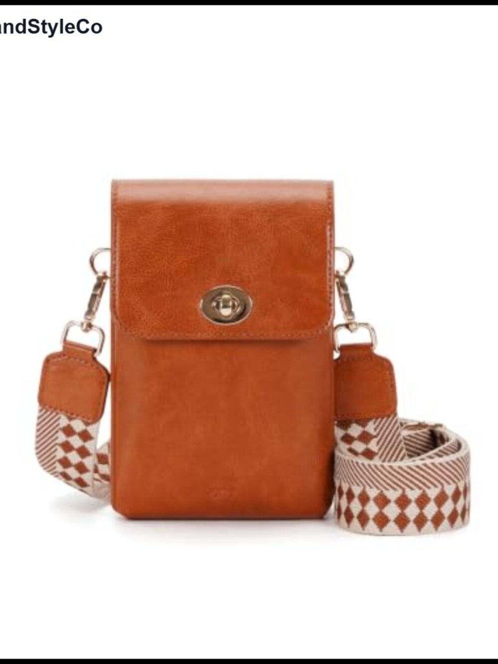 Faux Leather Crossbody Bag for Women, RFID Phone Purse with Woven Strap